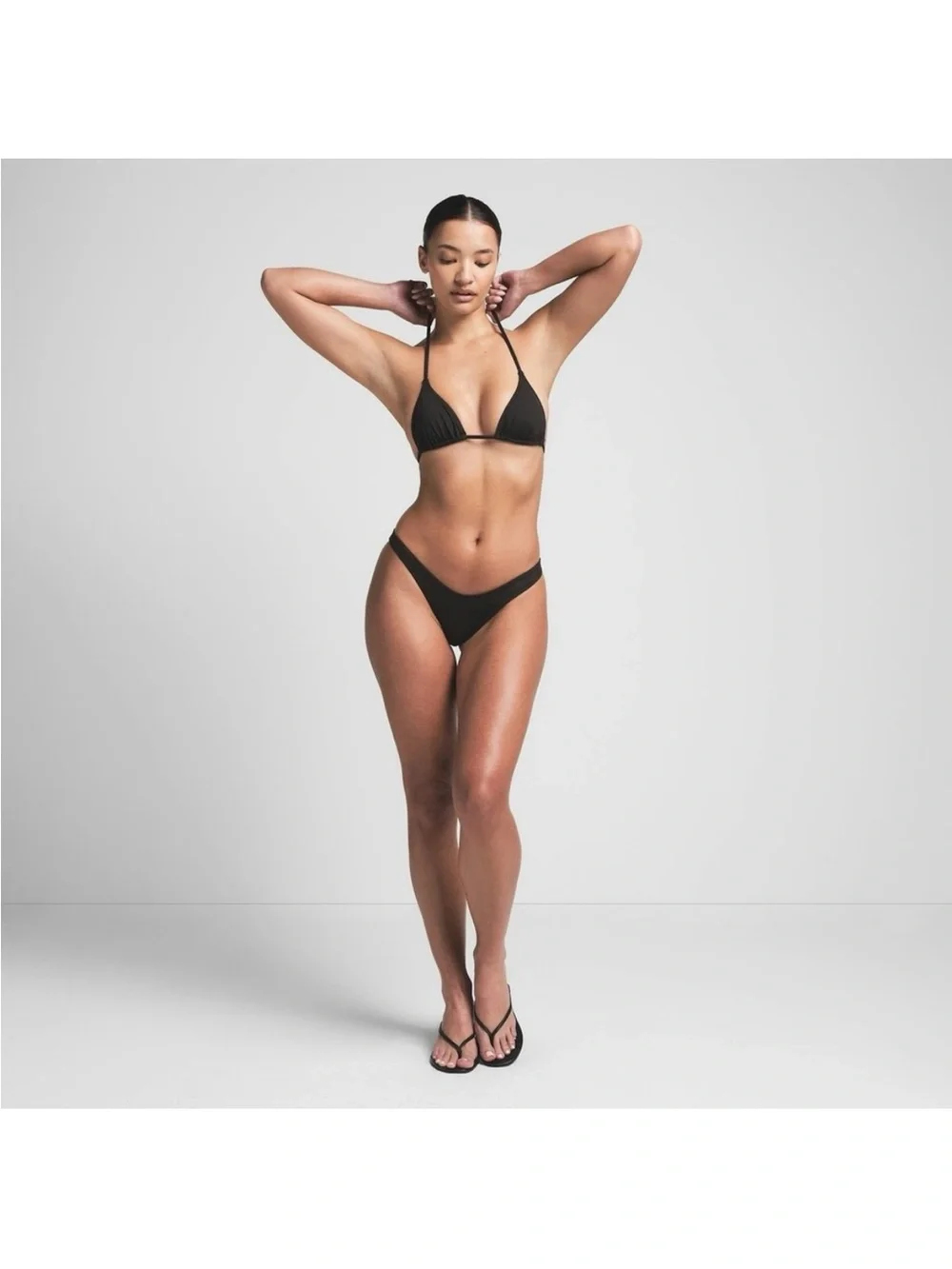 Skims Signature Swim Cheeky Tanga Bottom Onyx Size size L